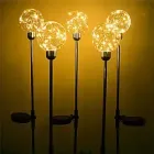 Садовий декоративний газонний світильник "Шар прозорий" 3000К H-70см D-8см на сонячній батареї