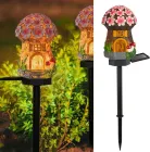 Садовий ліхтар 43 см у ґрунті у вигляді гриба із сонячною панеллю Казковий будиночок