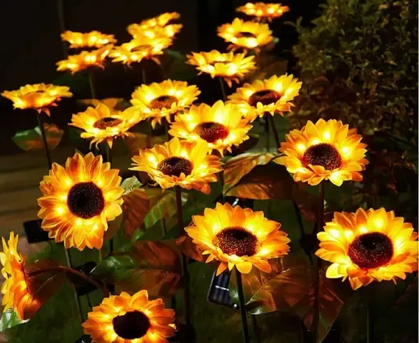 Садовий світильник на сонячній батареї Соняшник, 75 см, Теплий білий / Газовий світлодіодний ліхтар