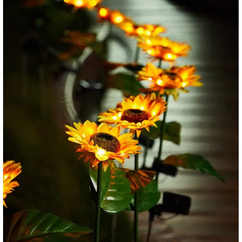Садовий світильник на сонячній батареї Соняшник, 75 см, Теплий білий / Газовий світлодіодний ліхтар