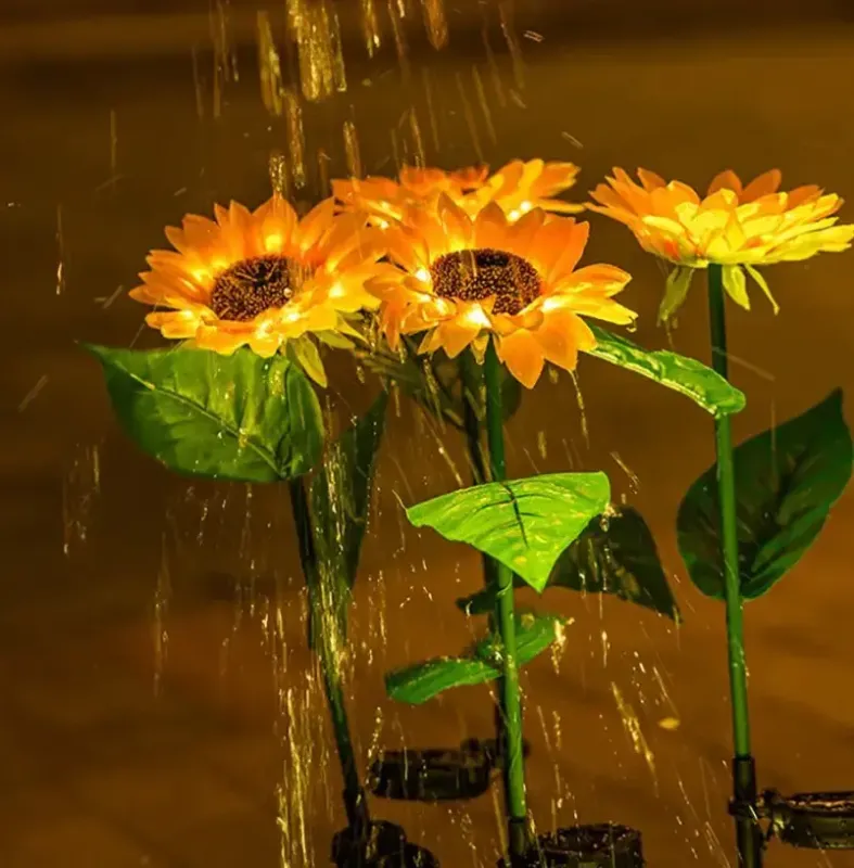 Садовий світильник на сонячній батареї Соняшник, 75 см, Теплий білий / Газовий світлодіодний ліхтар