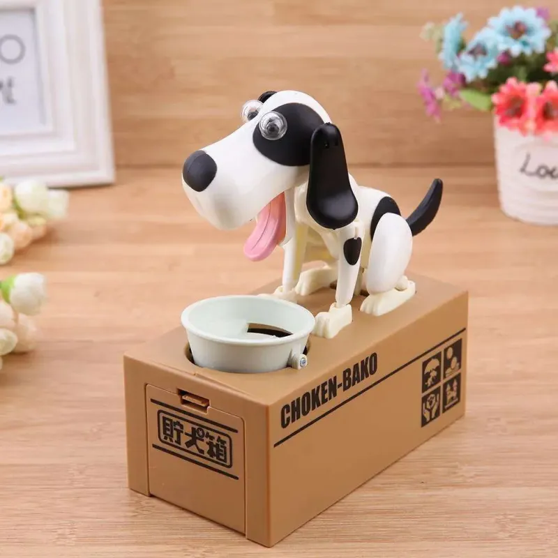 Собака поїдає монети скарбничка Choken-Bako , Чорно-білий