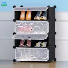 Шафа пластикова для взуття MP A1-4, 37x37x90 см, Чорна / Тумба для взуття на 4 секції / Шафа для взуття