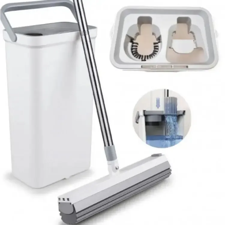 Швабра з відром та автоматичним віджимом MOP MD-01 / Швабра ледарка для прибирання та миття підлог