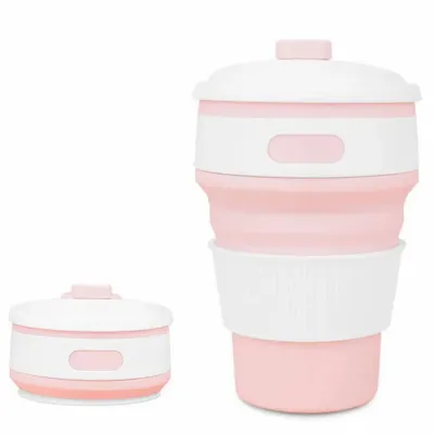 Складана силіконова склянка Collapsible Coffee Cup з кришкою 350 мл