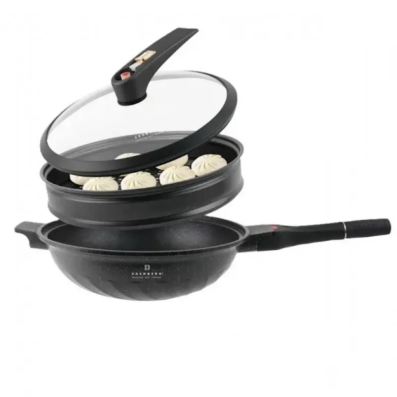 Сковорода алюмінієва 3 в 1 на 32 см з антипригарним покриттям EDENBERG EB-12112 Вок-сотейник-пароварка