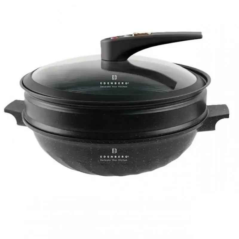 Сковорода алюмінієва 3 в 1 на 32 см з антипригарним покриттям EDENBERG EB-12112 Вок-сотейник-пароварка