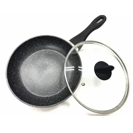 Сковорідка з кришкою 24см Benson BN-491 з мармуровим покриттям