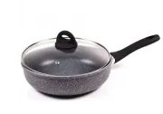 Сковорідка з кришкою 24см Benson BN-491 з мармуровим покриттям