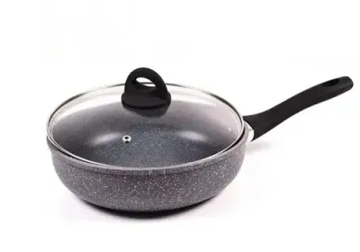 Сковорідка з кришкою 24см Benson BN-491 з мармуровим покриттям
