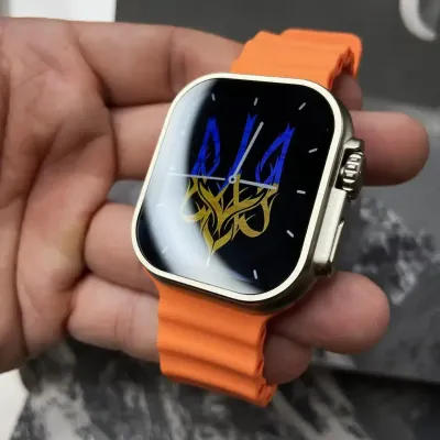 Помаранчеві Смарт годинник L8 Ultra Max 49 mm 1:1 Apple Watch! AMOLED.Преміум якість. Є гвинти та фіксатор ремінця