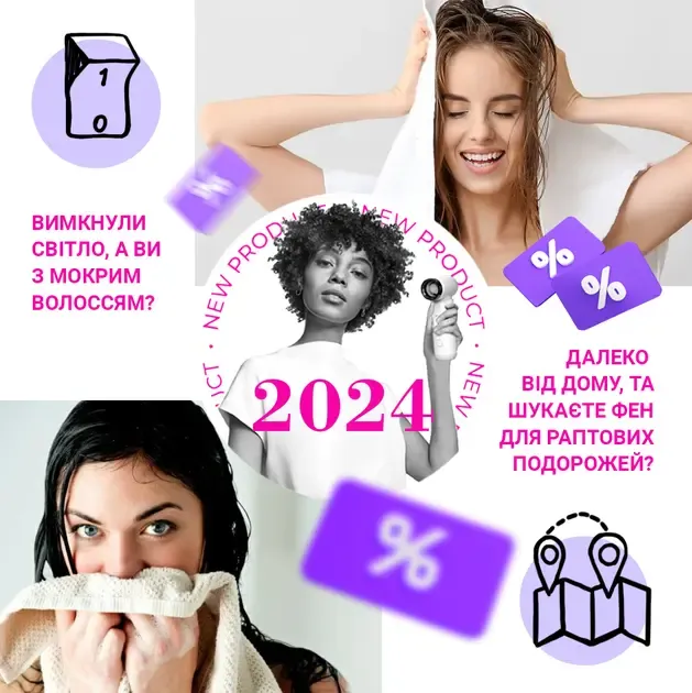 Смарт-фен на акумуляторі від USB, 4500мАч, 55Вт, Білий/Бездротовий турбовентилятор/Фен акумуляторний