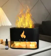 Соляна лампа з ультразвуковим зволожувачем повітря 3-в-1 Doctor-101 Flame. Сольовий світильник нічник з димом, 4 кольори підсвічування