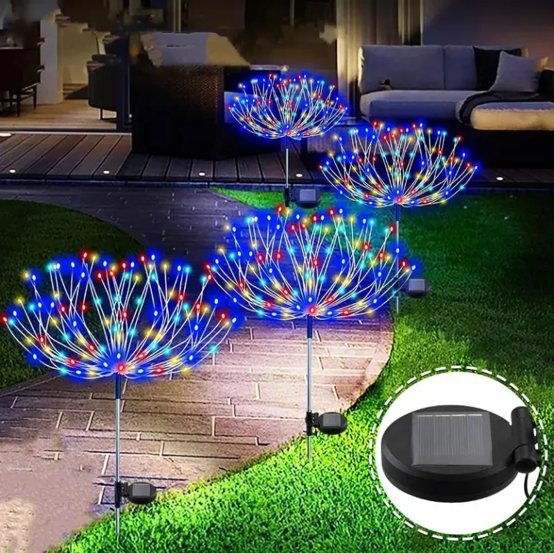 Сонячна лампа феєрверк, вуличний ліхтар, кульбаба, декоративні вогні 120/150 світлодіодів для саду та двору