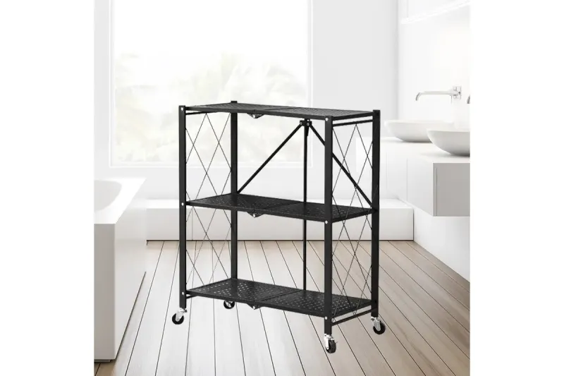 Стелаж мобільний триярусний універсальний розкладний з нержавіючої сталі DZD-3F