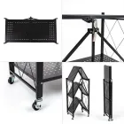 Стелаж мобільний триярусний універсальний розкладний з нержавіючої сталі DZD-3F