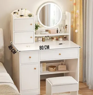 Столик для макіяжу 80х40х128 см із дзеркалом з підсвіткою LED та шафками TT811