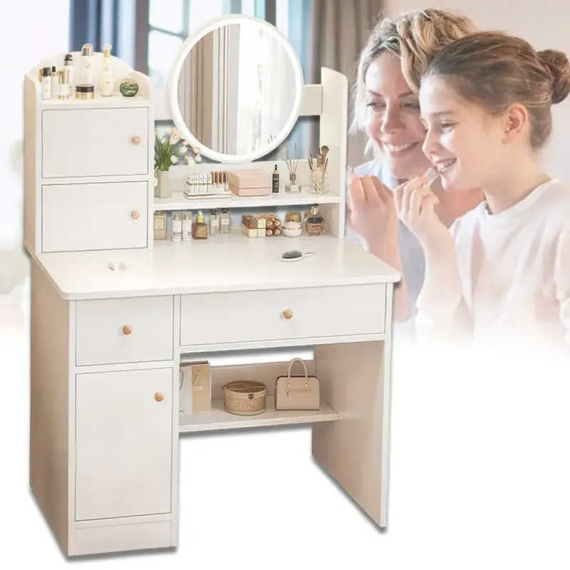 Столик для макіяжу 80х40х128 см із дзеркалом з підсвіткою LED та шафками TT811