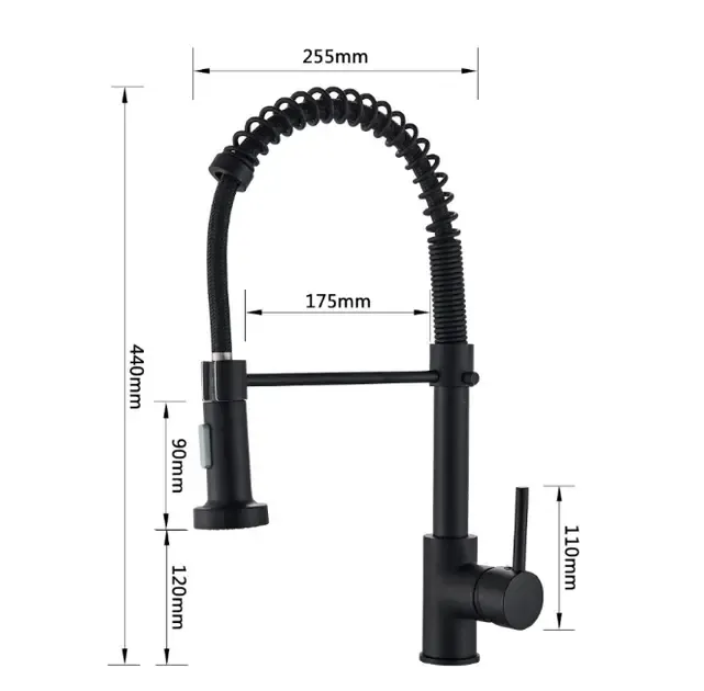 Стильний кухонний змішувач Matte Black Гнучкий кран з обертанням потоку в 360 градусів