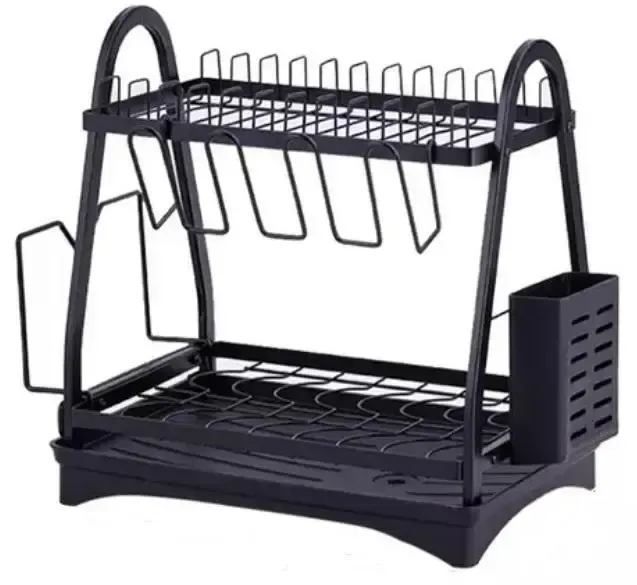 Сушарка для посуду Edenberg настільна 2 яруси 50х30х38 чорна (EB-17982)