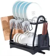 Сушарка для посуду Edenberg настільна 2 яруси 50х30х38 чорна (EB-17982)