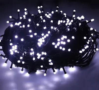 Світлодіодна Гірлянда нитка 201 led Біла (чорний дріт)