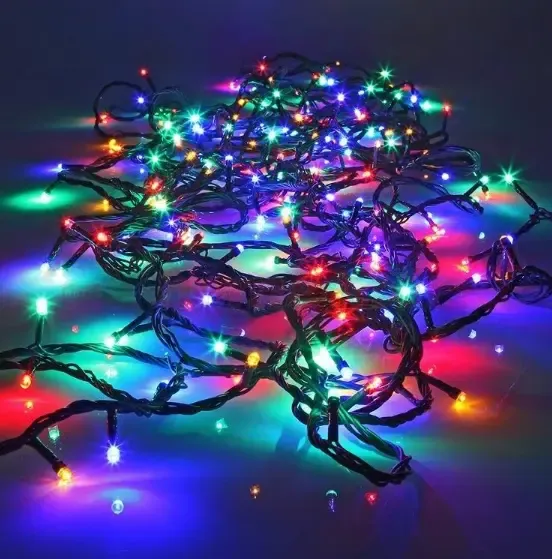 Світлодіодна гірлянда нитка різнокольорова 100 led Rice, RGB 8 режимів свічення 9 м