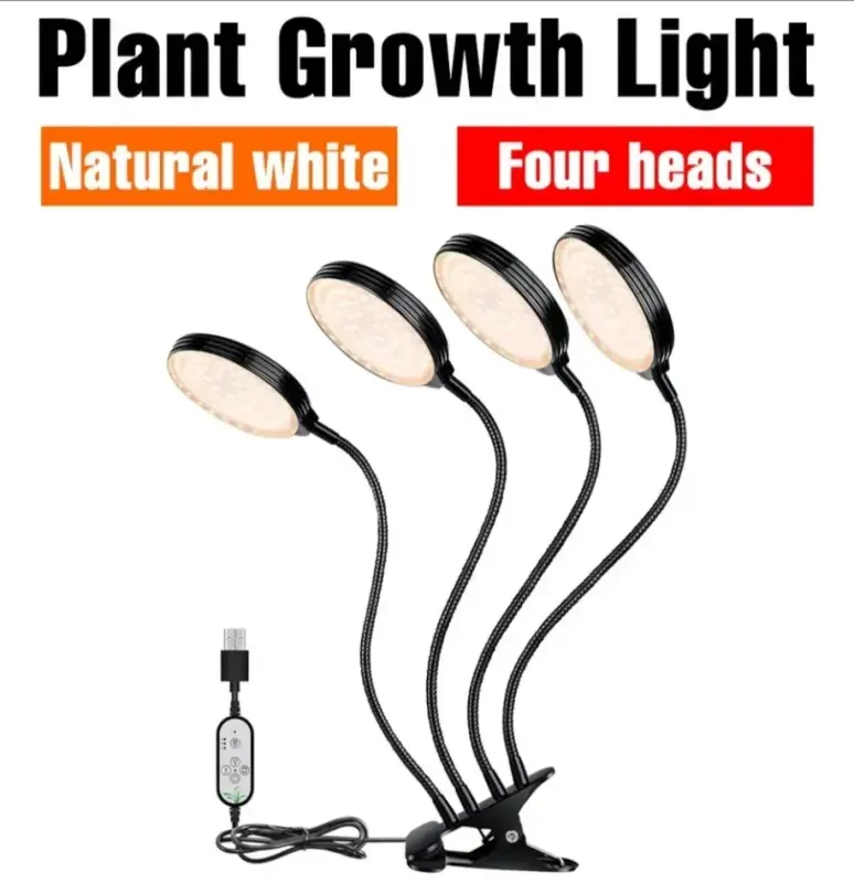 Світлодіодна фітолампа для рослин Suntech на 4 головки повний спектр з таймером та гнучким кронштейном