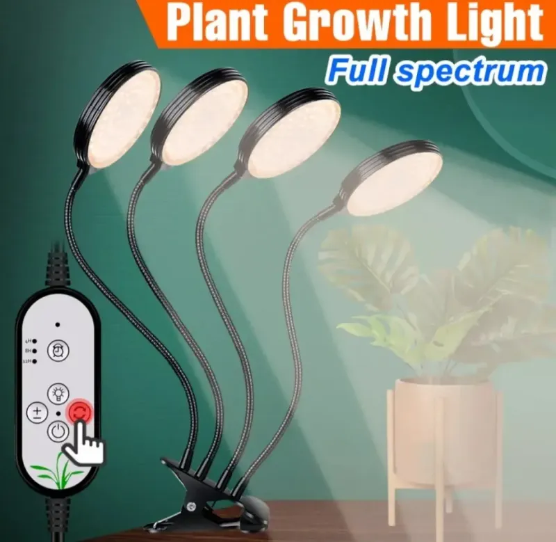 Світлодіодна фітолампа для рослин Suntech на 4 головки повний спектр з таймером та гнучким кронштейном