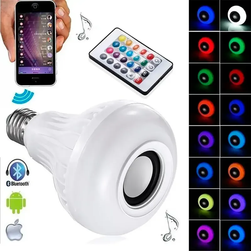 Світлодіодна лампа з Bluetooth колонкою Bulb 12Вт в патрон Е27, RGB світильник з динаміком та пультом PRP