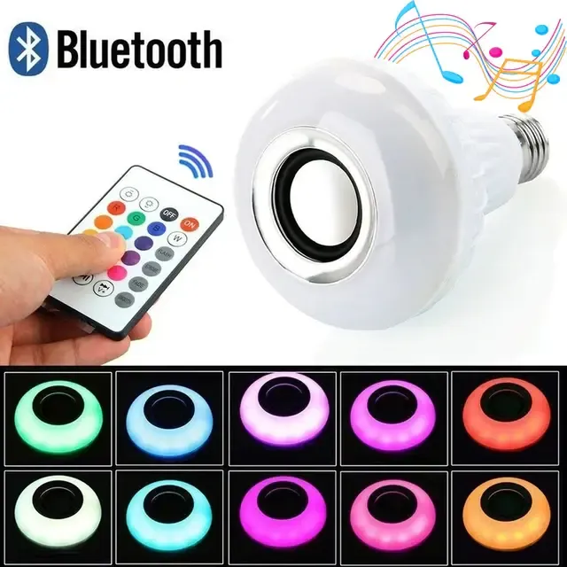 Світлодіодна лампа з Bluetooth колонкою Bulb 12Вт в патрон Е27, RGB світильник з динаміком та пультом PRP