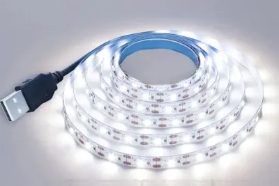 Світлодіодна LED SMD 3528 стрічка 5 вольт для повербанка USB світильник від Power Bank 5 м