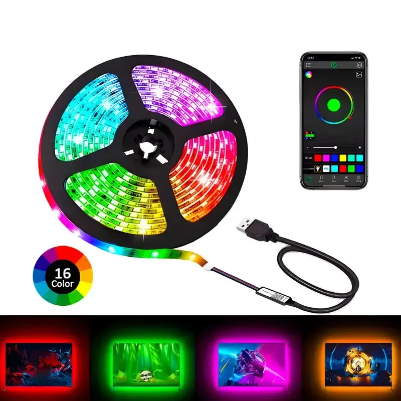 Світлодіодна стрічка LED RGB USB APP SF-20, самоклеюча, 5 м, з пультом ДУ, на 300 діодів