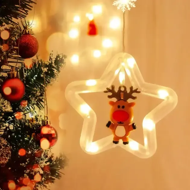 Светодиодная новогодняя гирлянда-штора Cube звезда-круг, теплый цвет (8 режимов) размер 3*0,8 м