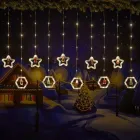 Светодиодная новогодняя гирлянда-штора Cube звезда-круг, теплый цвет (8 режимов) размер 3*0,8 м