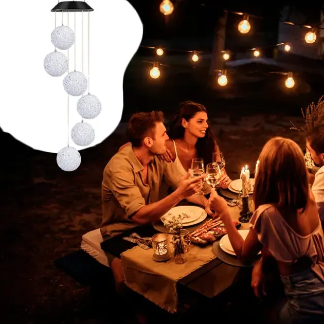 Світлодіодна вулична гірлянда WHISKET, на сонячній батареї, RGB, кришталеві кулі, 6 см