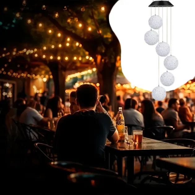 Світлодіодна вулична гірлянда WHISKET, на сонячній батареї, RGB, кришталеві кулі, 6 см