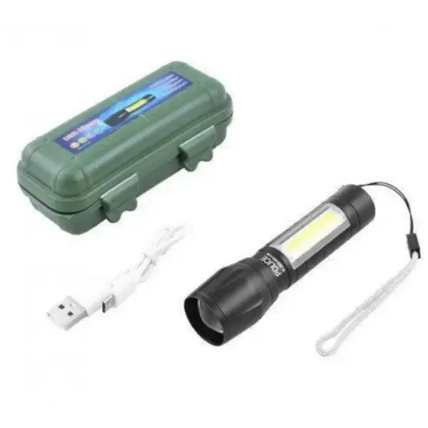 Світлодіодний ліхтарик Bailong Police COB USB BL-511 BL-515 BL-513 у пластиковому чохлі