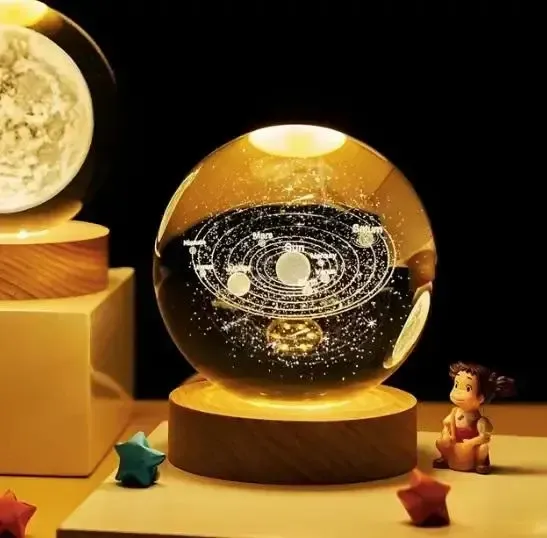 Світлодіодна кришталева куля, декоративна універсальна 3D нічниця, кришталева куля
