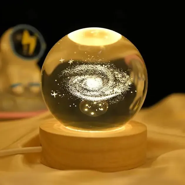 Світлодіодна кришталева куля, декоративна універсальна 3D нічниця, кришталева куля