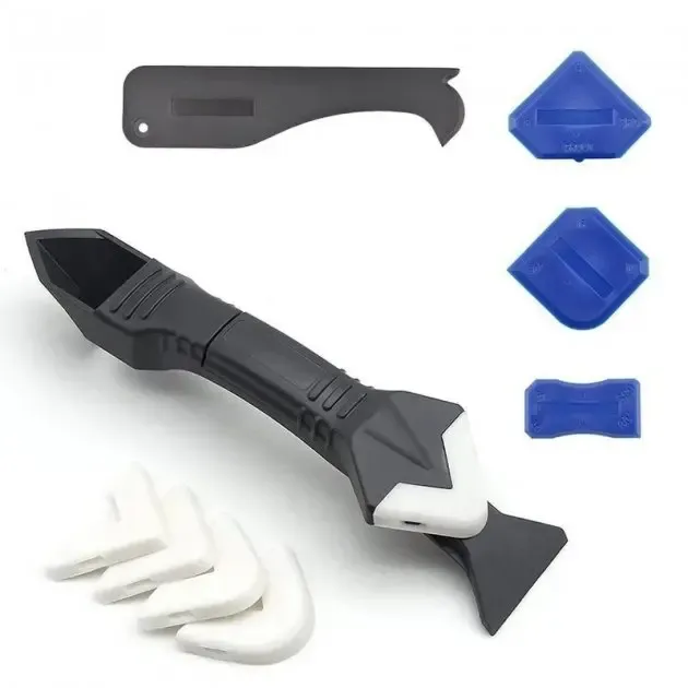 Силіконовий шпатель скребок для герметика та силікону видалення загортання швів SILICON TOWEL SCRAPER набір насадок