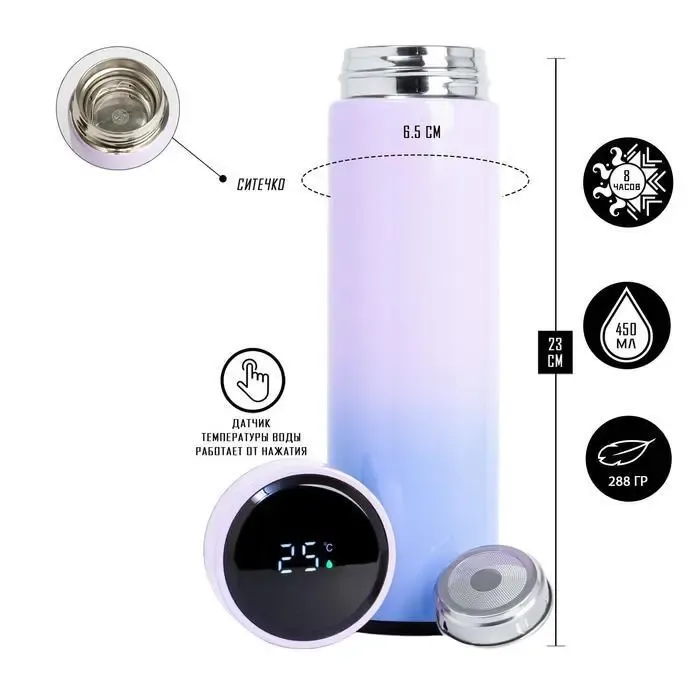 Термокухоль із сенсорним дисплеєм у забарвленні омбре 500 мл