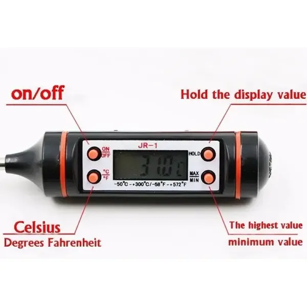 Термометр кухонний харчовий UFR цифровий електронний зі щупом для м'яса TP-101 чорний original