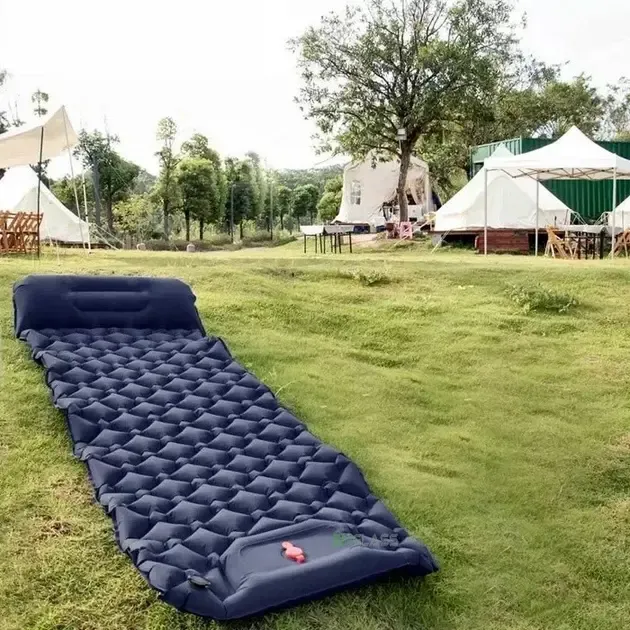 Туристичний надувний матрац Каремат з подушкою з вбудованим насосом 60 см на 190 см. Outdoor Sleeping