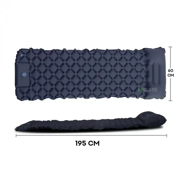 Туристичний надувний матрац Каремат з подушкою з вбудованим насосом 60 см на 190 см. Outdoor Sleeping