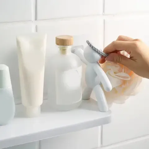 Творча ванна кімната Полиця для зберігання Симпатична біла лялька Лиходій Полиця Самоклеюча ванна кімната Стійки для зберігання косметики