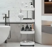 Кутовий стелаж для ванної кімнати 4 яруси, на коліщатках (85х28х22см),Corner storage rack