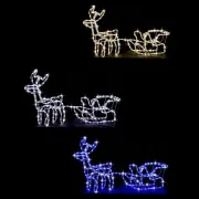 Вуличний новорічний олень із дюралайту маленький із санями від мережі