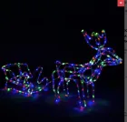 Вуличний новорічний олень із дюралайту маленький із санями від мережі