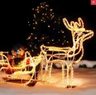 Вуличний новорічний олень із дюралайту маленький із санями від мережі